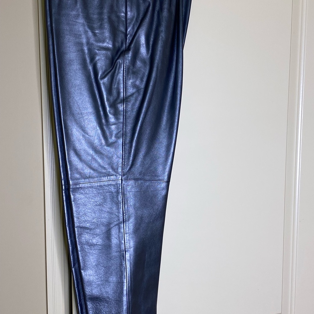 Plush leather pants in gunmetal gray